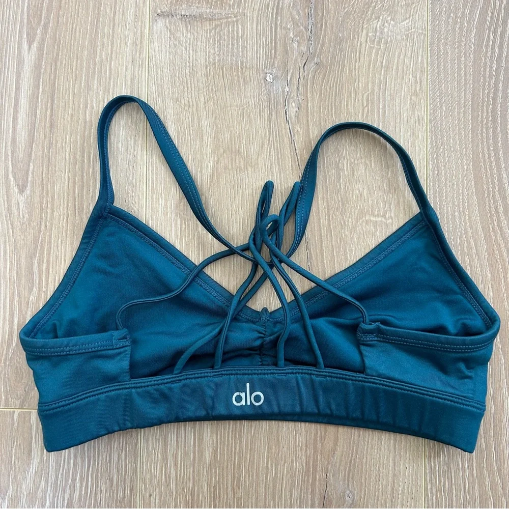 Alo Yoga Sunny Strappy Back Sports Bra Blue Size Extra Small - Picture 2 of 4